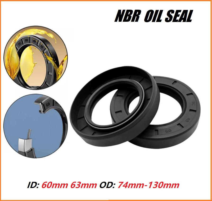 Oil Seal 60/63mm ID Metric TC Double Lip NBR Rotary Shaft Seal