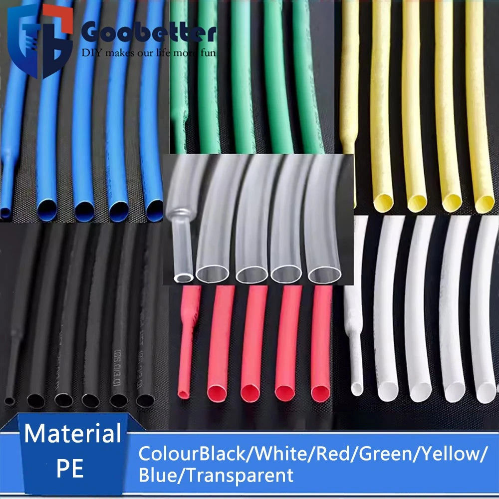 Heat Shrink Tubing 2:1 Ratio — φ2mm to φ210mm, 7 Colors, 1m Length