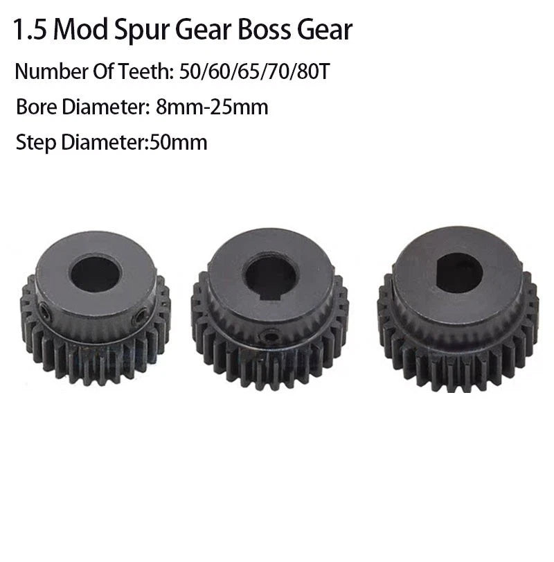 1.5 Mod Spur Gear 45# Steel Transmission Gear 50T-80T Teeth With Step Motor Gear