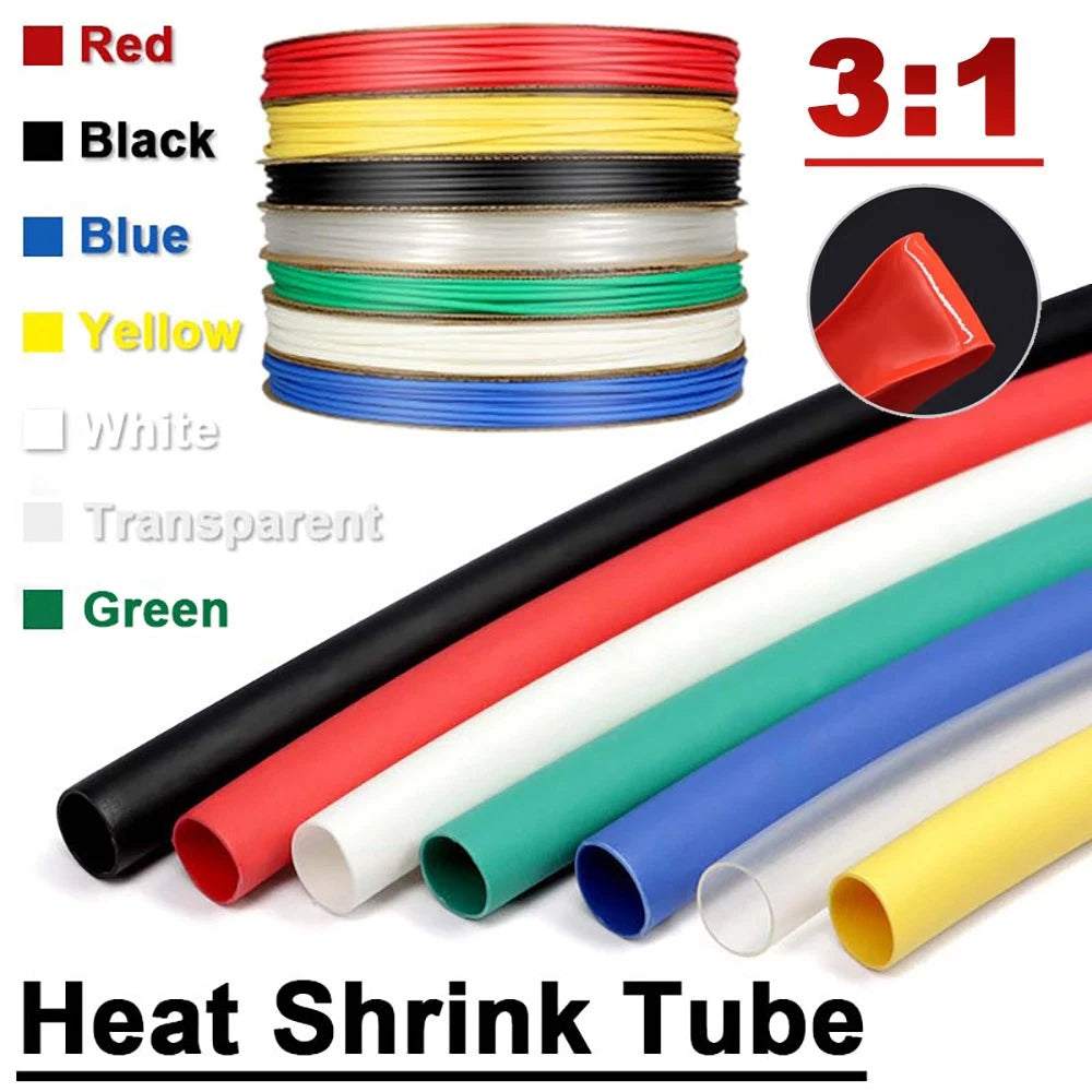 3:1 Heat Shrink Tubing with Adhesive Glue Lined — 1.5mm to 65mm, Multiple Colors