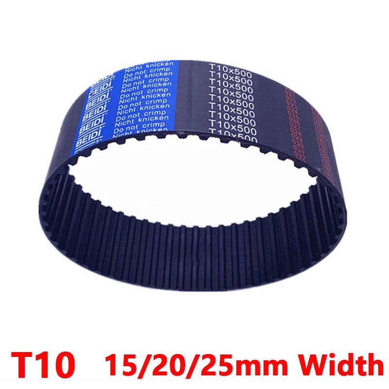 T10 Closed Loop Timing Belt – 10mm Pitch, 15/20/25mm Width, 340–2500mm