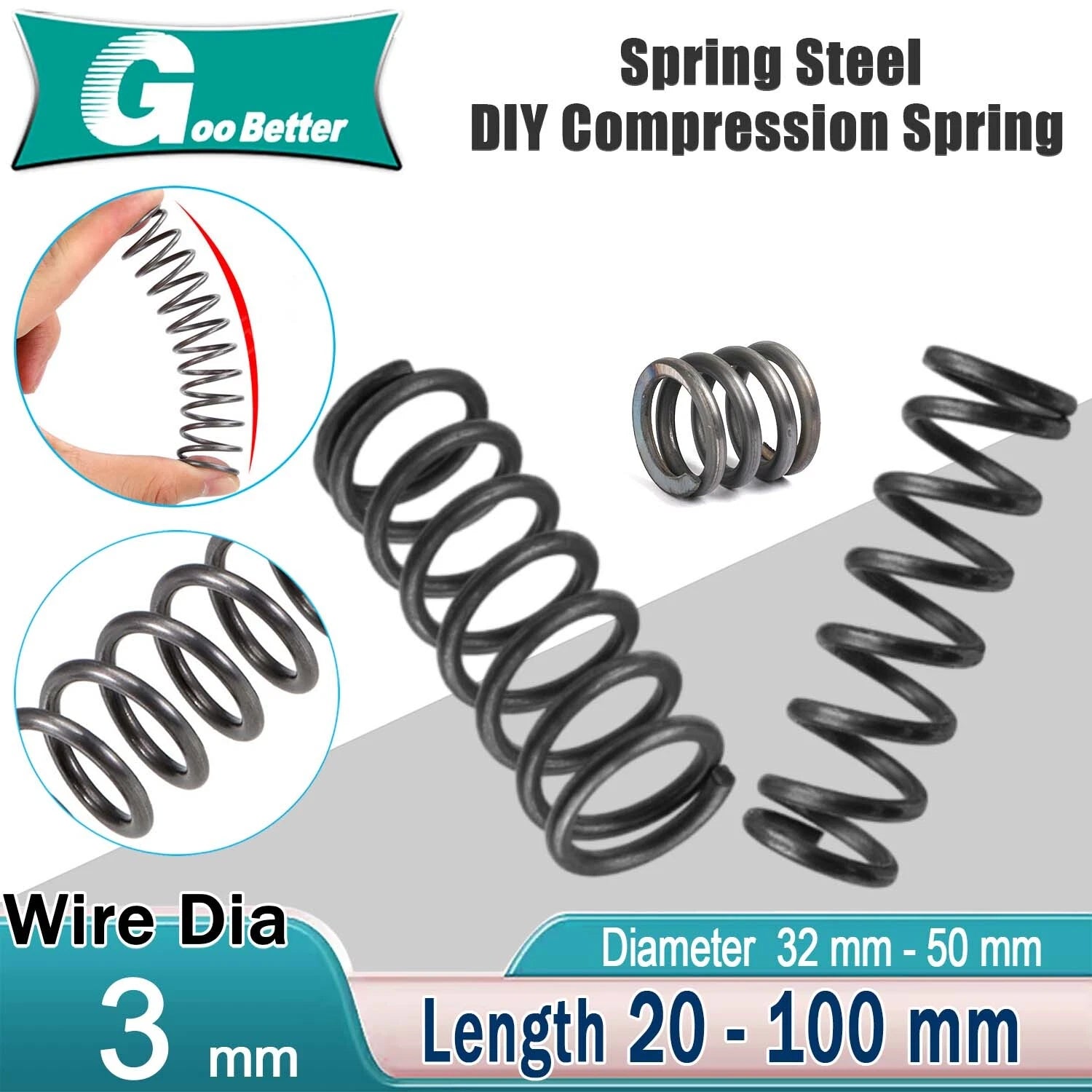 Wire Dia.3mm OD 32mm-50mm L 20mm-100mm Springs Compression Spring Steel