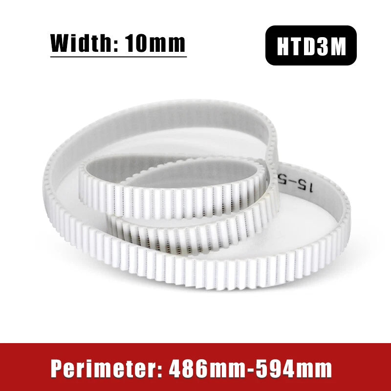 HTD3M Closed Loop Timing Belt 486–594mm | PU Steel Wire | 10mm Width