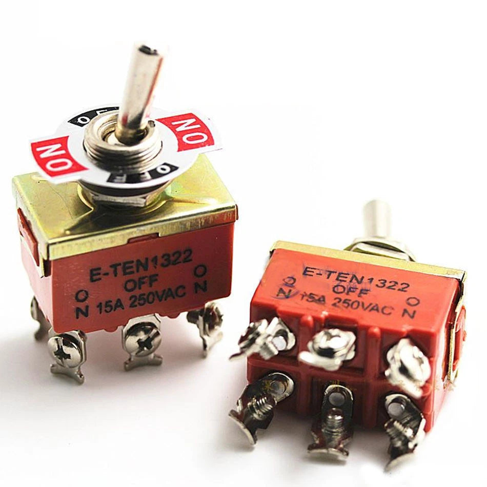 E-TEN1322 Toggle Switch 6-Pin DPDT 3-Position ON-OFF-ON (2-Pack)