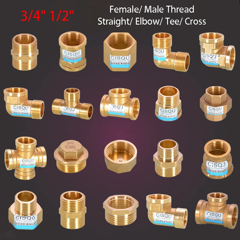 3/4" BSP Brass Pipe Fittings – Straight, Elbow, Tee, Union & Reducer Connectors