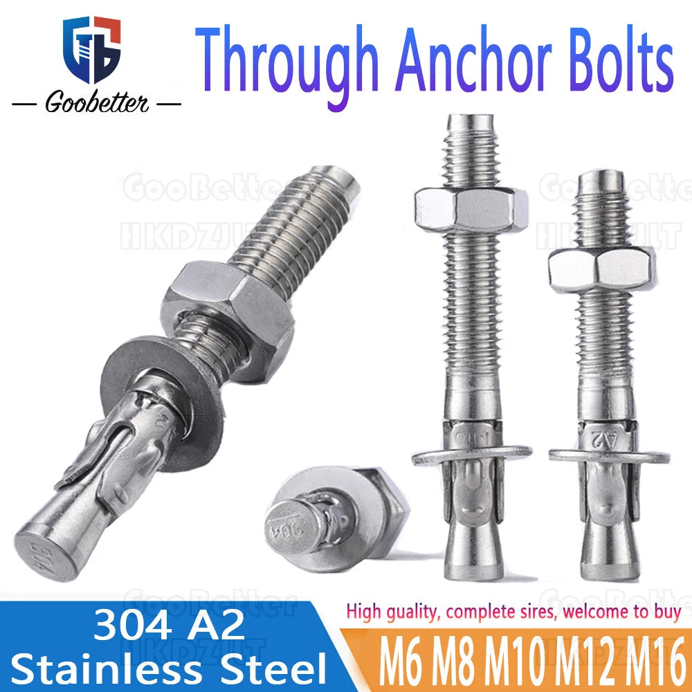 Stainless Steel Through Anchor Bolts — M6 M8 M10 M12 M16 Expansion Bolt