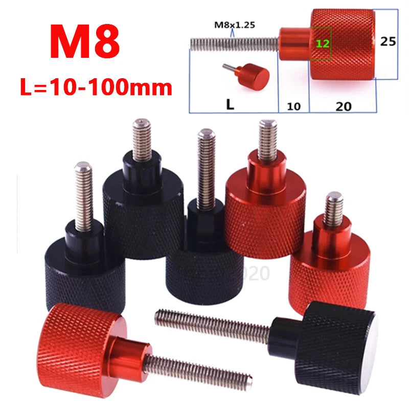 M8(8mm) Steps Knurled Thumb Screws, Aluminium Handle +Stainless Steel Thread Rod