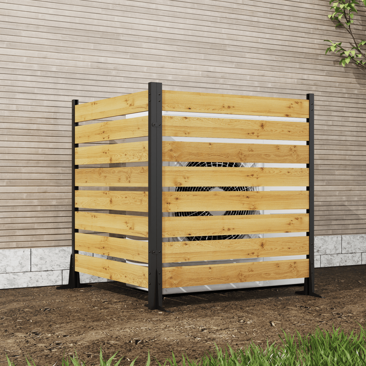 55"x38.5"W (2 Panels) Cedar Wood Privacy Screen, Outdoor Privacy Walls, Privacy Wood Fence for Pool Equipment Enclosure, Trash Can Enclosures, Air Conditioner Fence - HomeDIYer