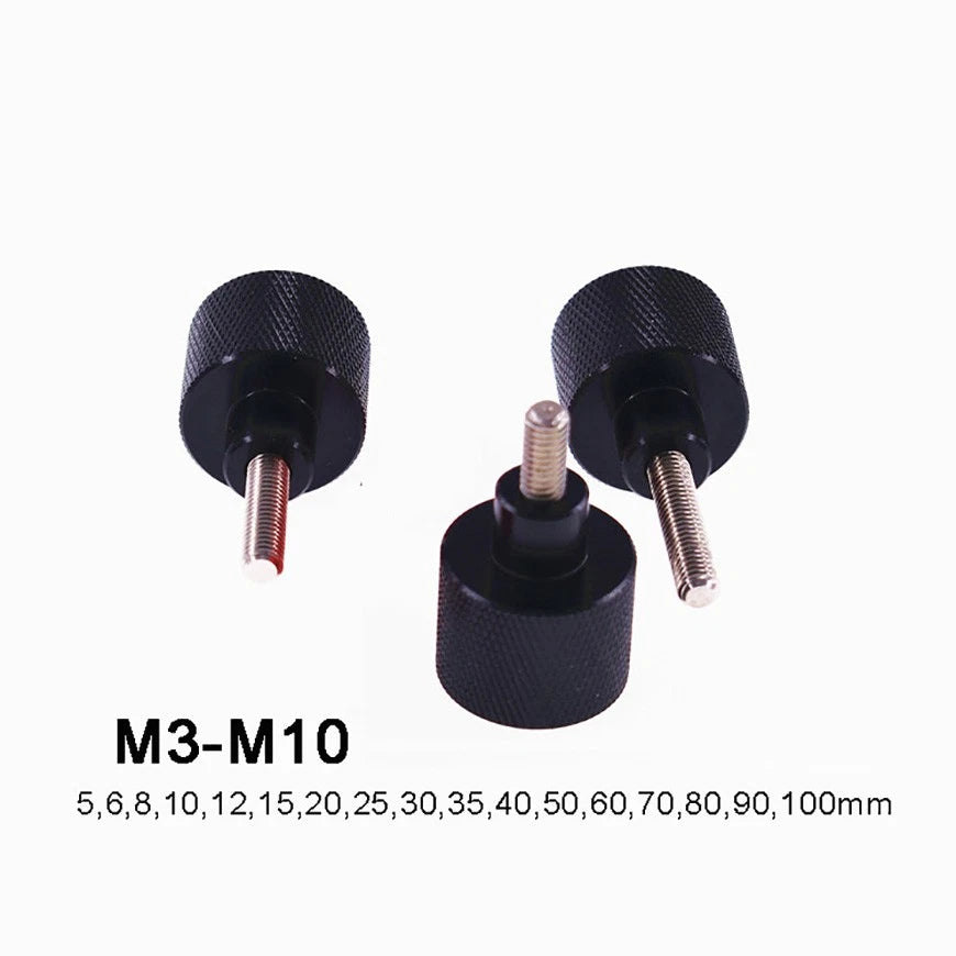 Knurled Thumb Screws M3–M10 | Black Aluminum Nut + Stainless Steel Rod