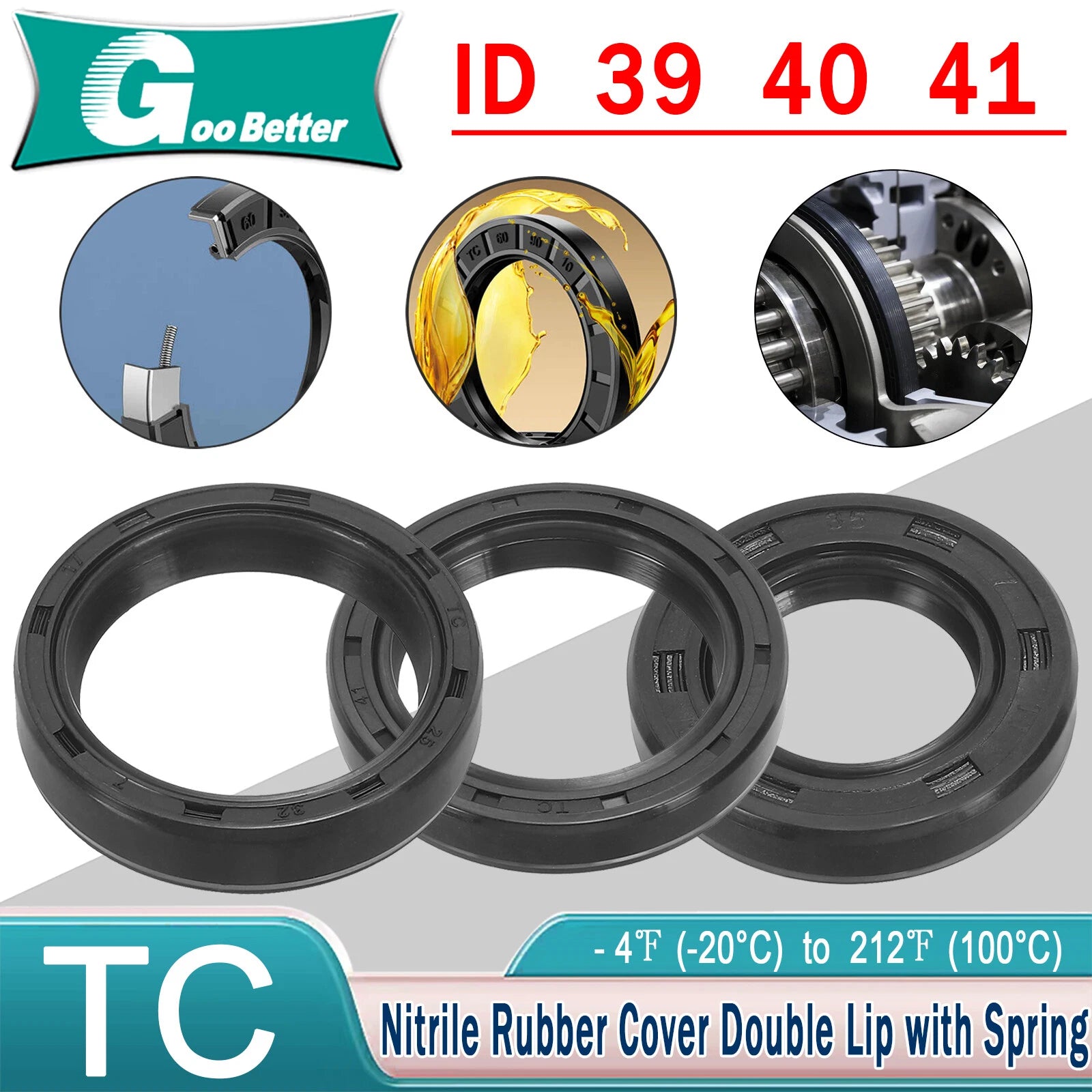Metric Oil Shaft Seal 39mm - 41mm Dust Grease Seal TC Double Lip w  Spring