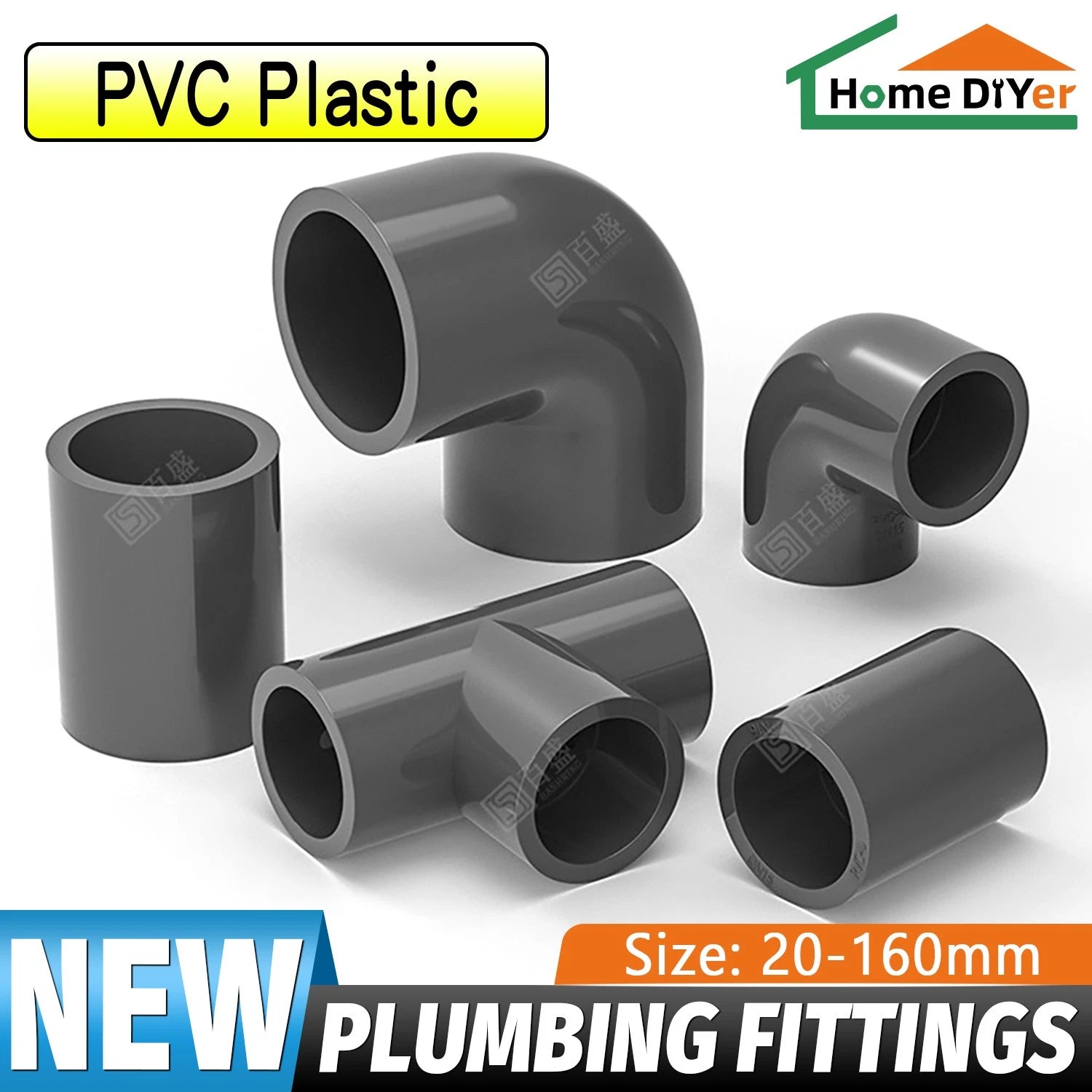 PVC Plumbing Fittings 45° Elbow-Straight-Tee Pipe Connector Solvent Weld