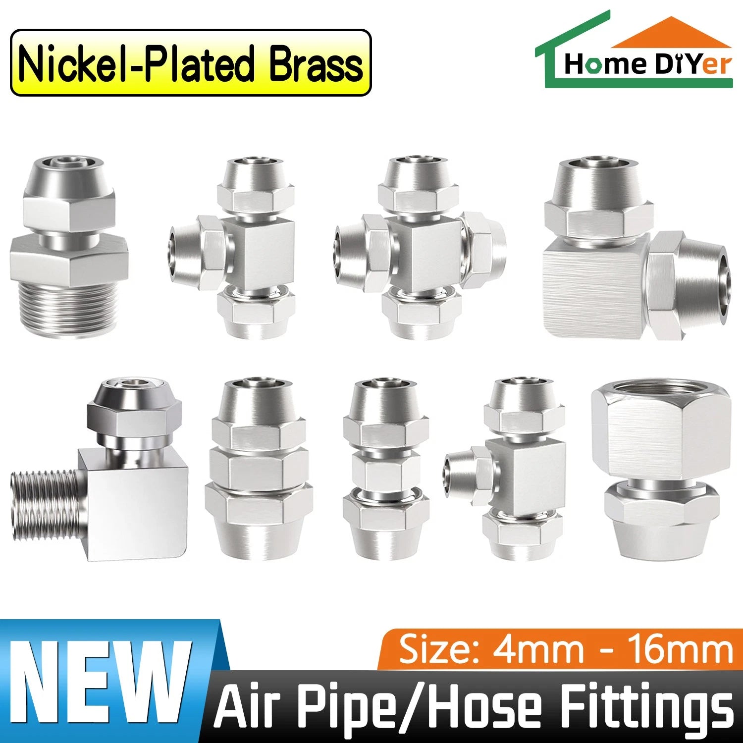 Pneumatic Push-to-Connect Fittings — Straight, Elbow, Tee, Cross & Threaded Types