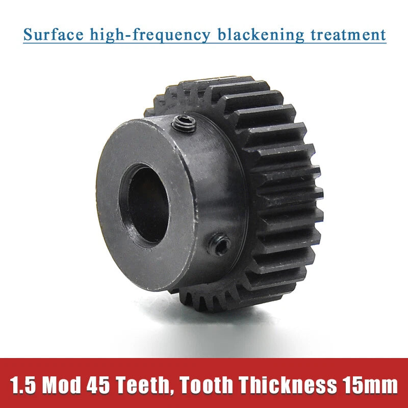 1.5 Mod 45 Teeth Spur Gears Transmission Gear With Step 45# Steel Blackening