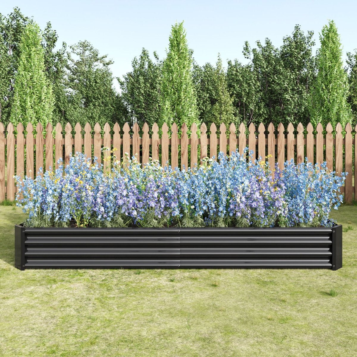 Raised Garden Bed Kit - Metal Raised Bed Garden Flower Planters, Vegetables Herb Black Green Silver - HomeDIYer