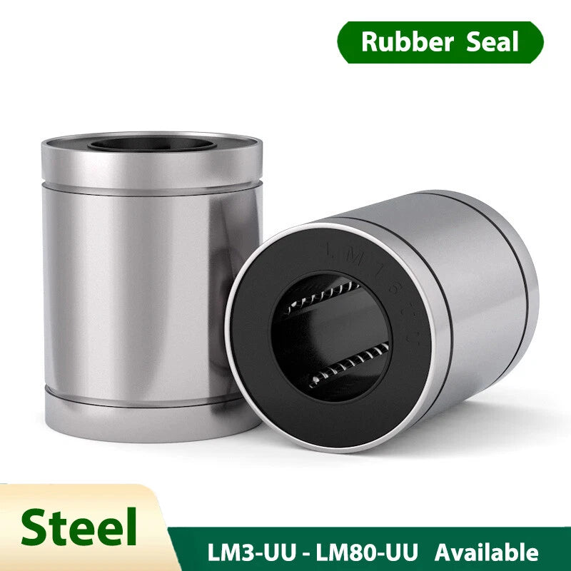 Steel Linear Ball Bearing Bushing LM3-UU - LM80-UU with Rubber Seals Bearings