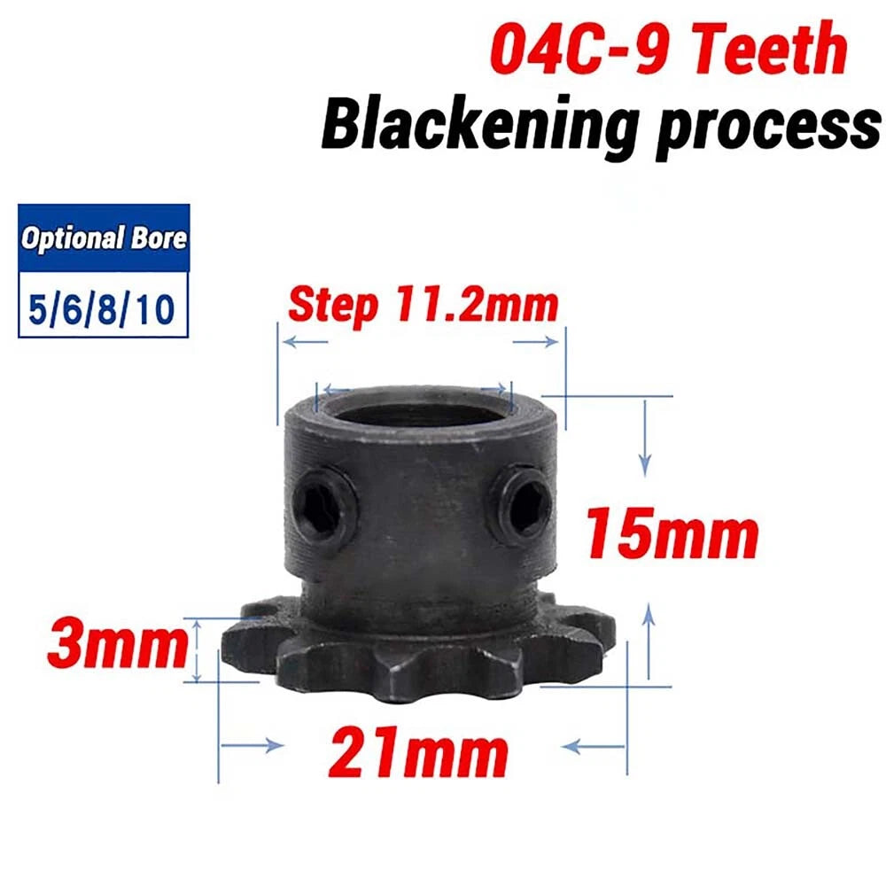 #25 Chain Sprocket 9T Tooth Bore 5mm - 6.35mm Pitch 6.35mm for #25 Roller Chain