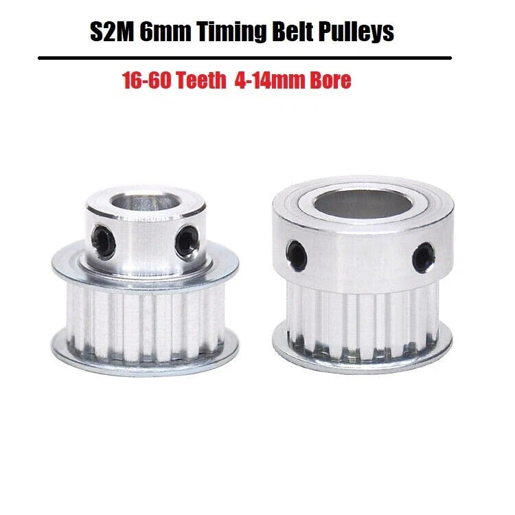 S2M 6mm Timing Belt Pulleys 16-60 Teeth Synchronous Wheel 4-14mm Bore Printer