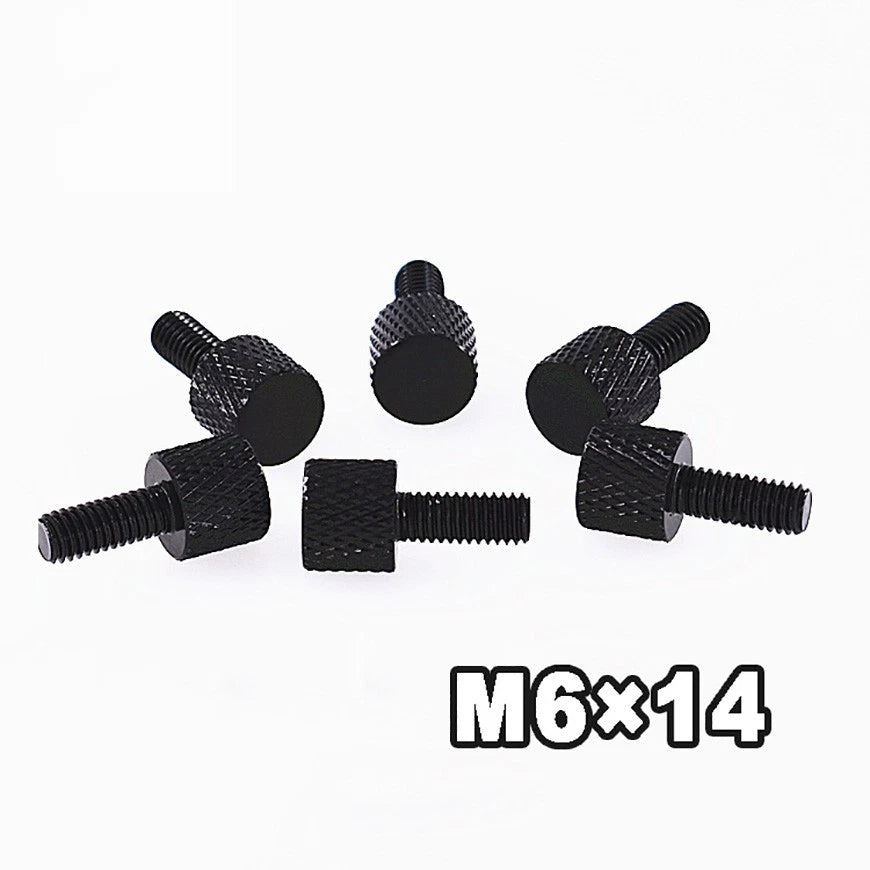 M6x14 Aluminium Anodised Black Bolts Knurled Flat Head Thumb Screws PC Case