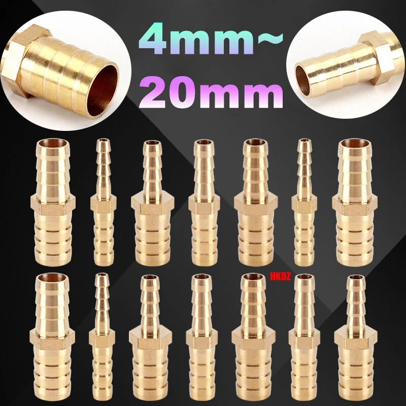 Brass Barbed Hosetail Straight Connector — Air Water Fuel Gas Hose Joiner