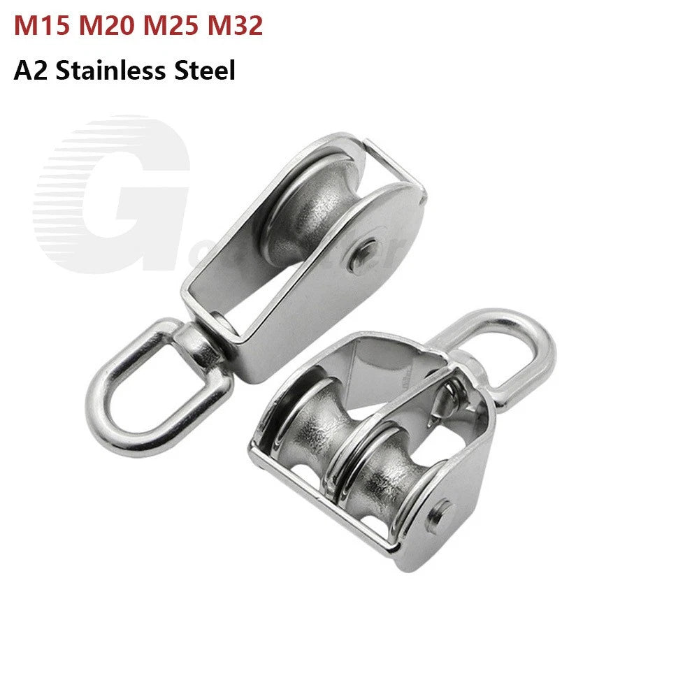 Lifting Rope Pulley Swivel Hanging Wire Towing Wheel Heavy Duty Stainless Steel