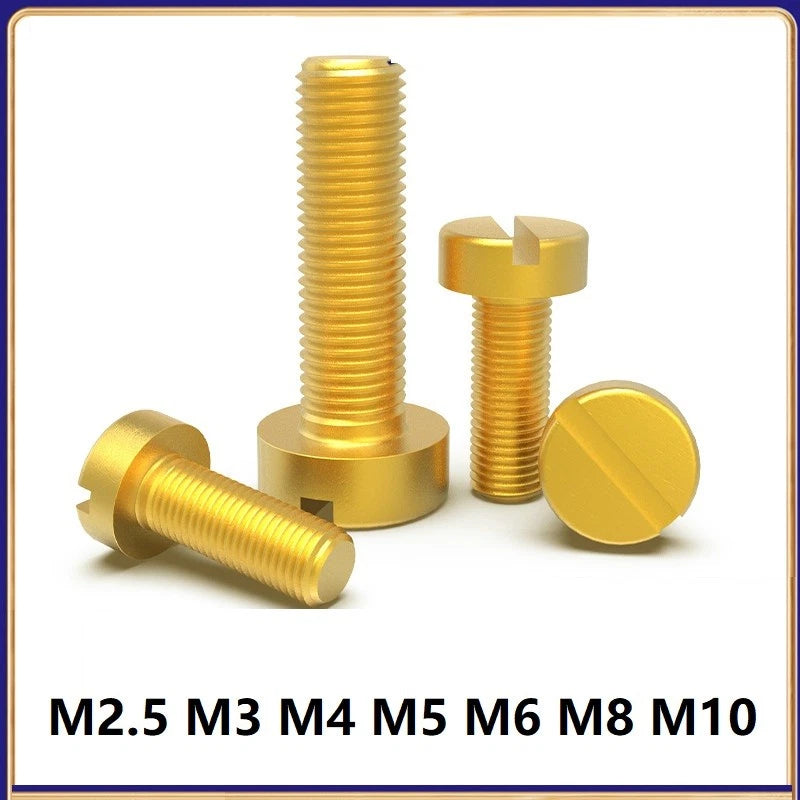 Solid Brass Slotted Pan Head Machine Screws — M2.5 M3 M4 M5 M6 M8 M10