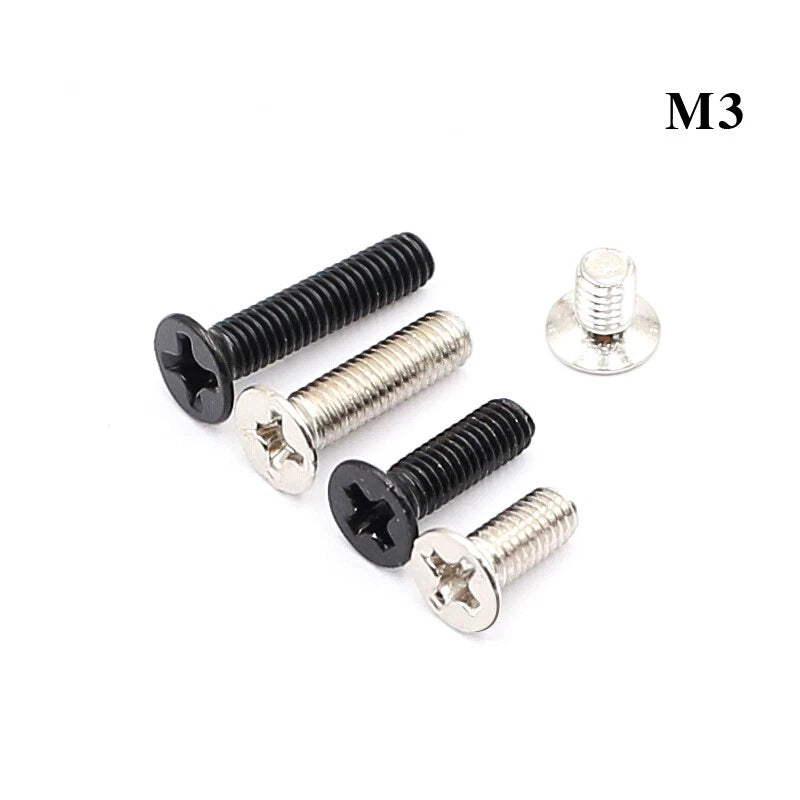 M1–M4 Mini Countersunk Phillips Machine Screws – Carbon Steel, Nickel/Black Zinc, 4–12mm for Smartwatches & Electronics