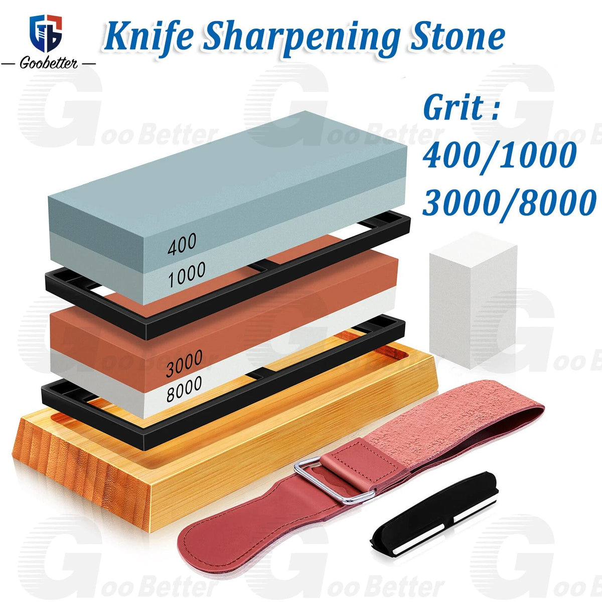 Premium Whetstone Cut knife Sharpener Whet Stone Set 1000/6000 3000/8000 Grit