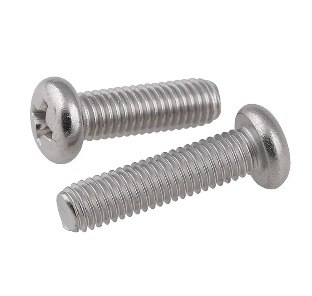 M4 M5 304 Stainless Steel Phillips Pan Head Screws – Fully Threaded, Corrosion Resistant