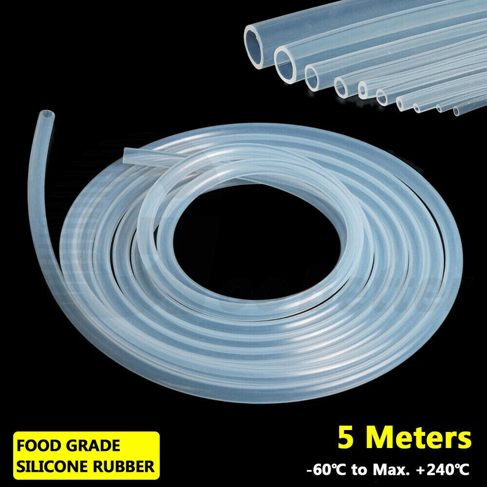 5 Meters Translucent Silicone Rubber Tubing Beer Wine Milk Hose Pipe Food Safe
