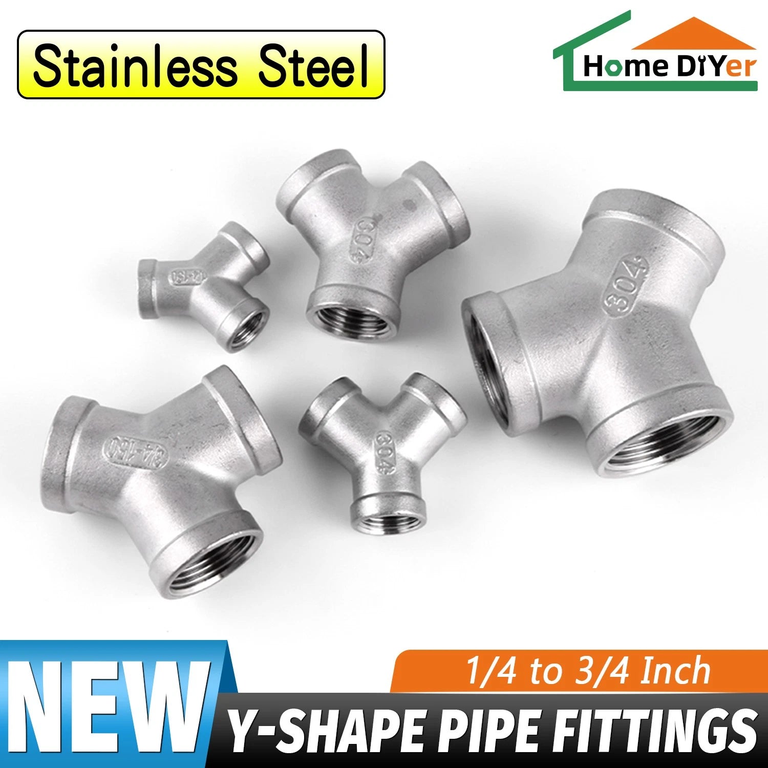 Stainless Steel 304 Female Thread 3-Way Y-Connector Pipe Fitting