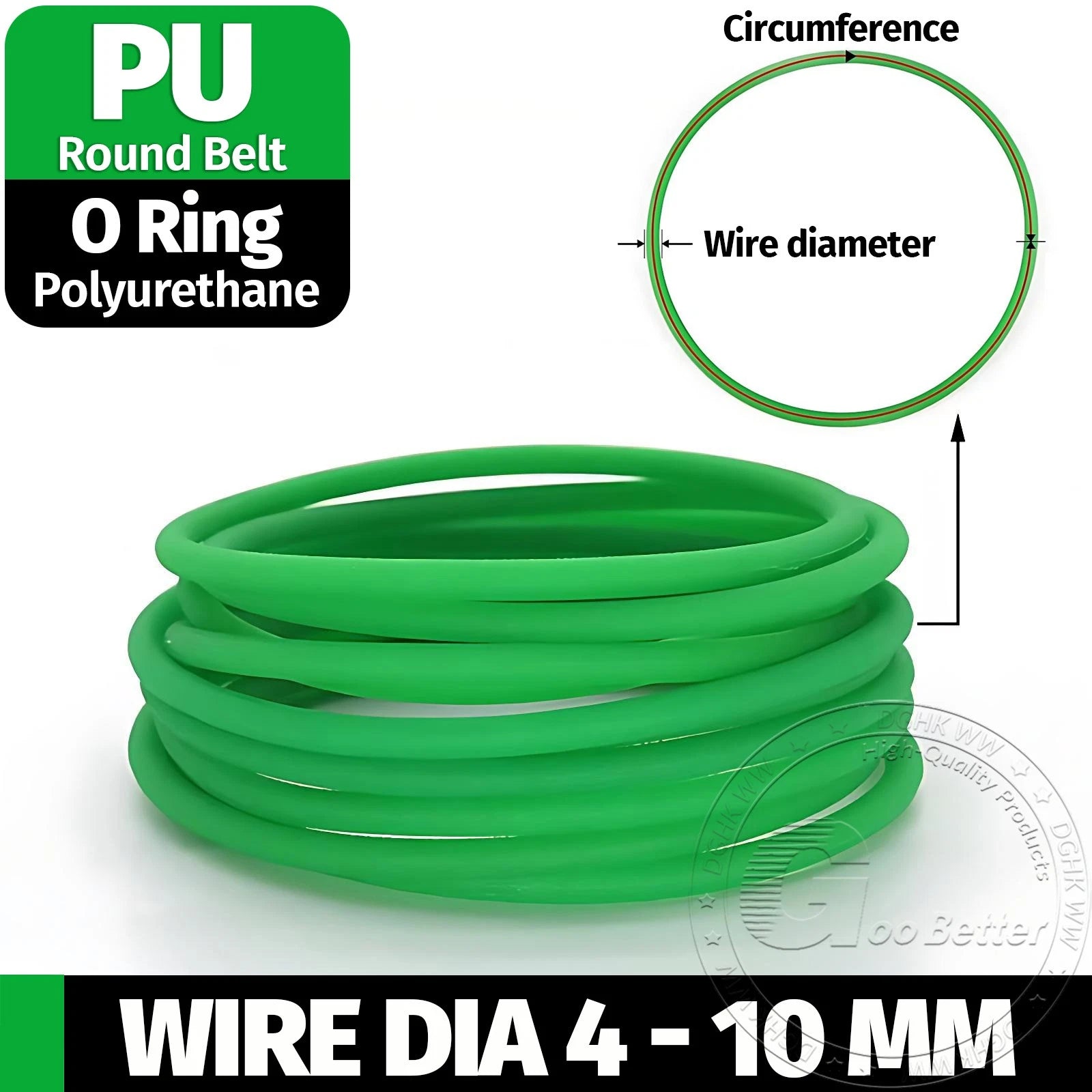 PU Round Drive Belt – Solid Polyurethane Close Loop, 4mm to 10mm Diameter
