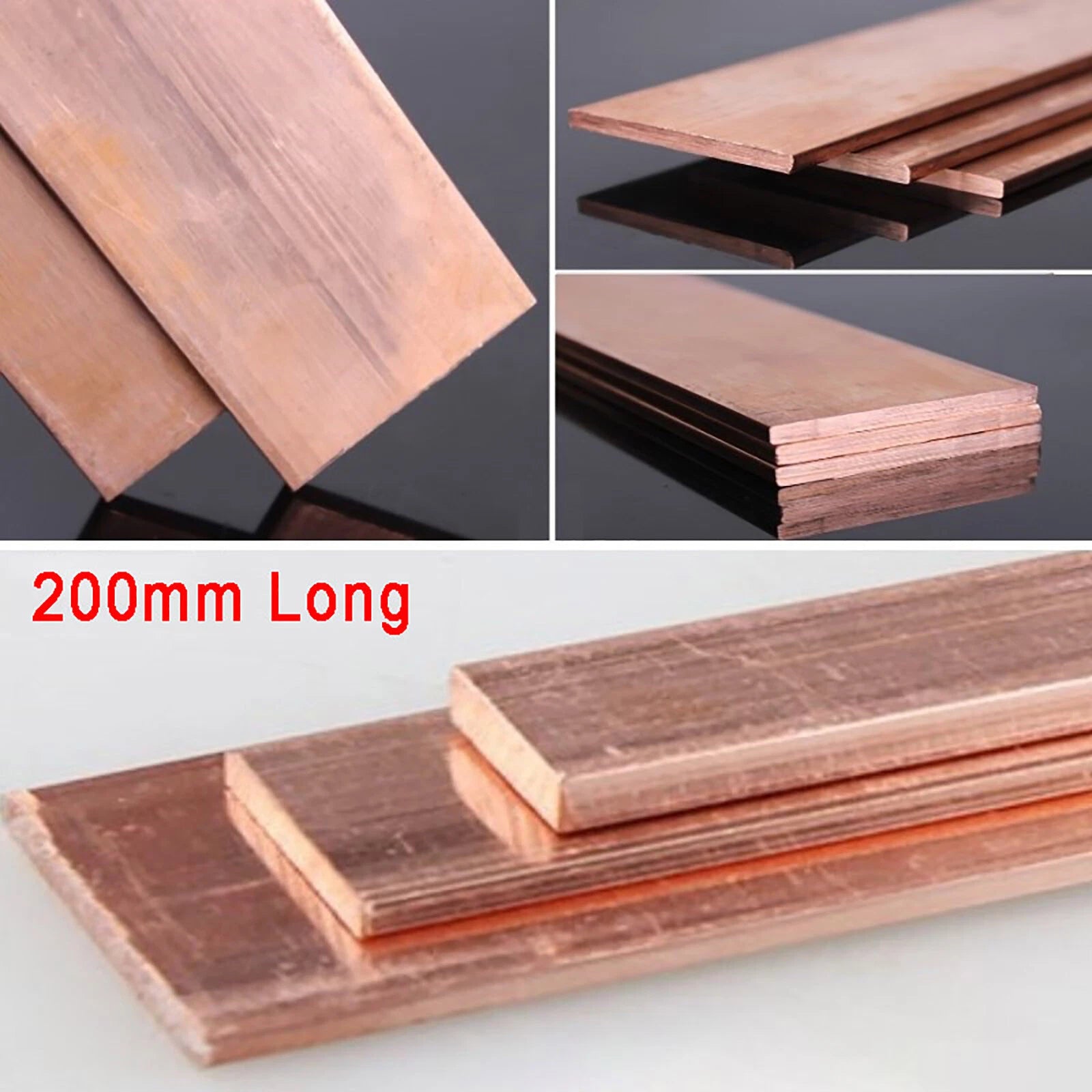 T2 Pure Copper Flat Bar Plate 2-60mm Thick, 20mm-60mm Wide, 100mm/200mm Length