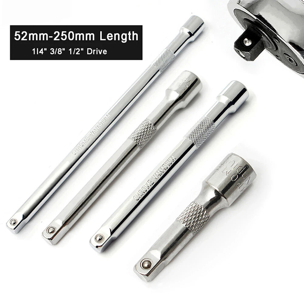 1/4" 3/8" 1/2" Ratchet Wrench Socket Adaptor - Extension Bar 52/76/101/150/250mm