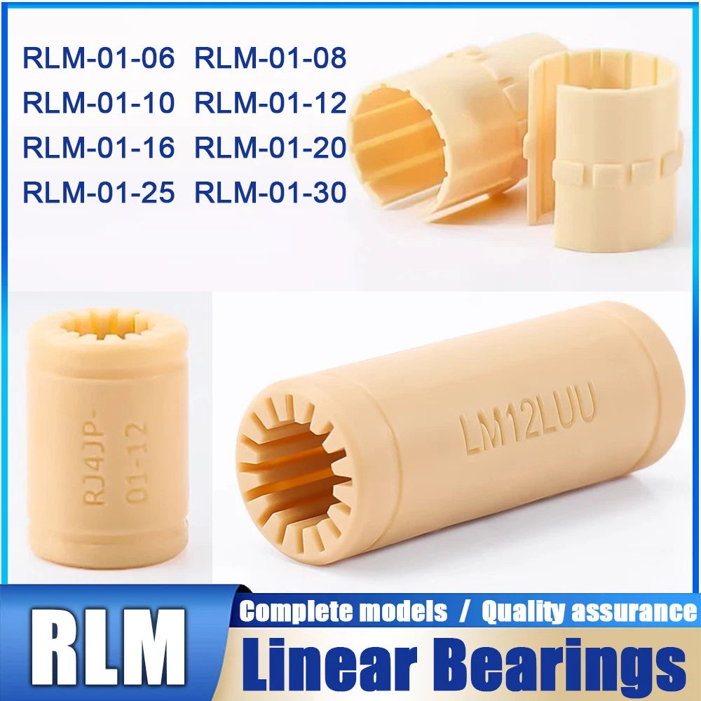 Nylon All Plastic Linear Shaft Bearings RLM-01-06 08 10 12 16 20 25 30 Low Noise