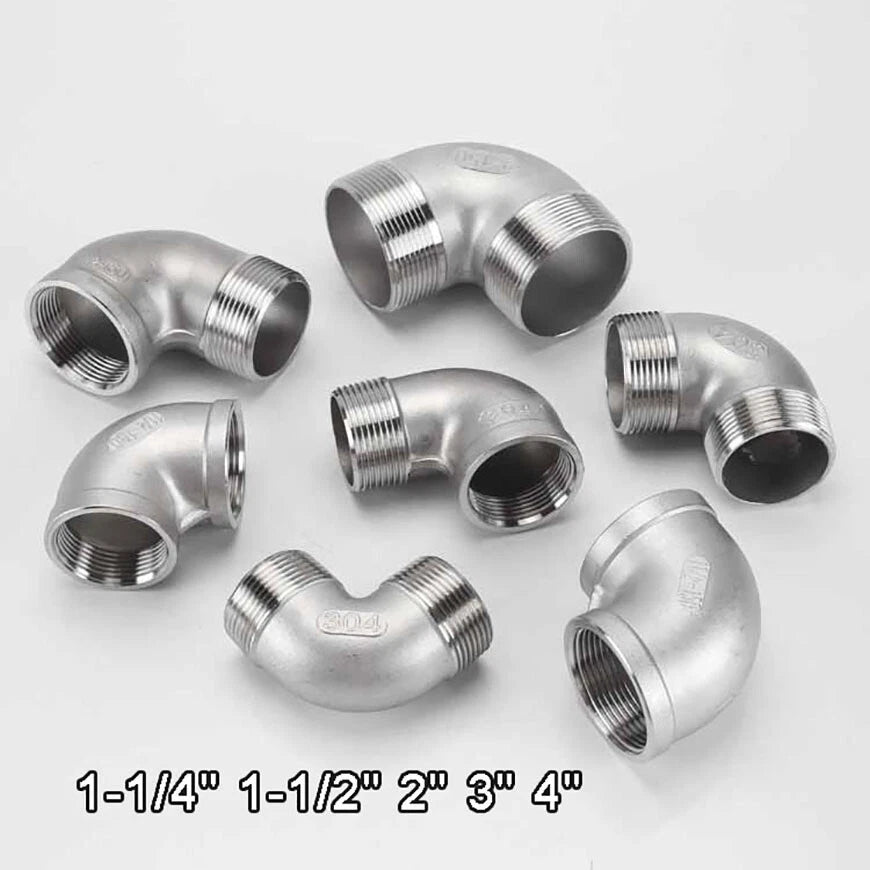 BSP 90° Elbow Pipe Fitting — 304/316 Stainless Steel, 1-1/4" to 4", FF / FM / MM