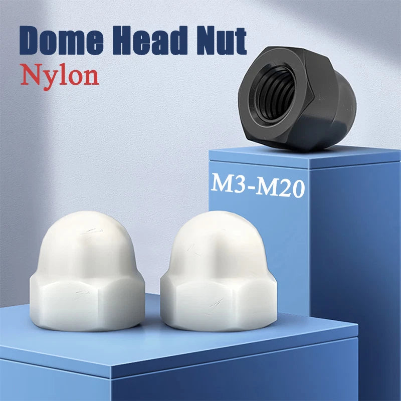 Nylon Plastic Screw Caps-Hex Nut Cover Protective Cap Set for Bolts Black/White