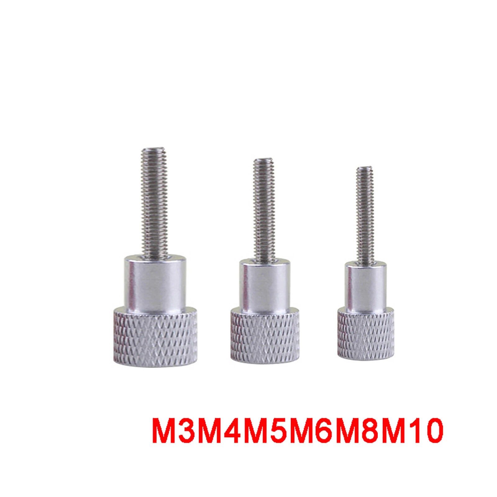 White M3/4/5/6/8/10 Knurled Thumb Screws, Aluminum Handle + Stainless Thread Rod