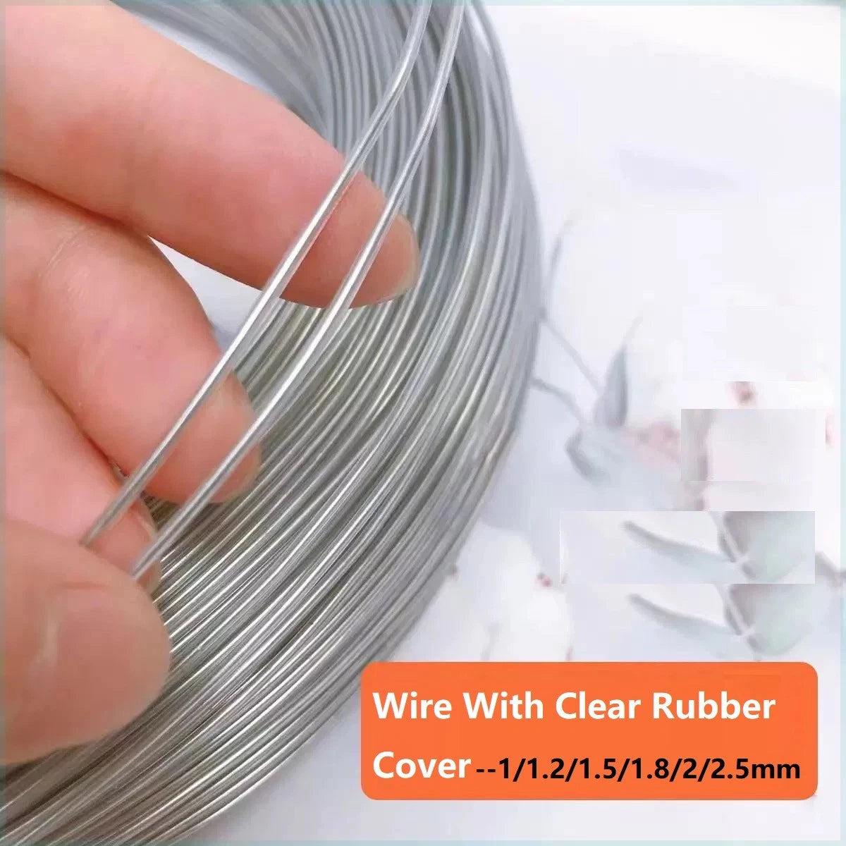 Metal Wire With Clear Rubber Cover Craft Florist Wire Modelling Bendy 1-2.5mm