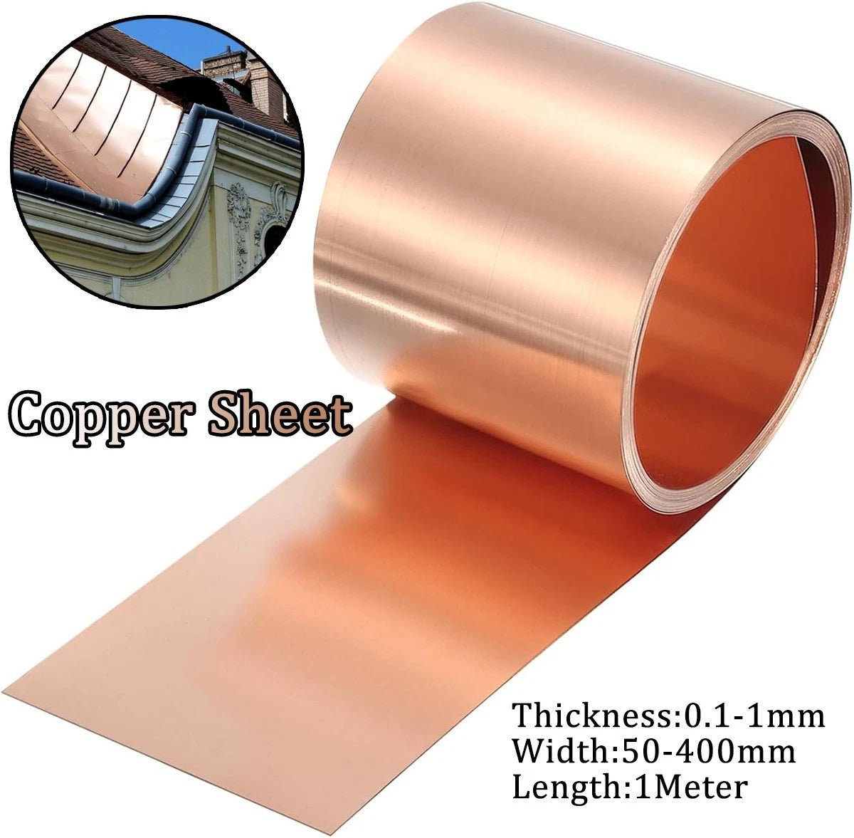 Pure Purple Copper Sheet Roll Strip Metal Foil Thick 01-1mm Width 50-400mm