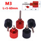 M3 Knurled Thumb Screws — Aluminum Handle + Stainless Steel Thread Rod, 5–60mm, Black & Red