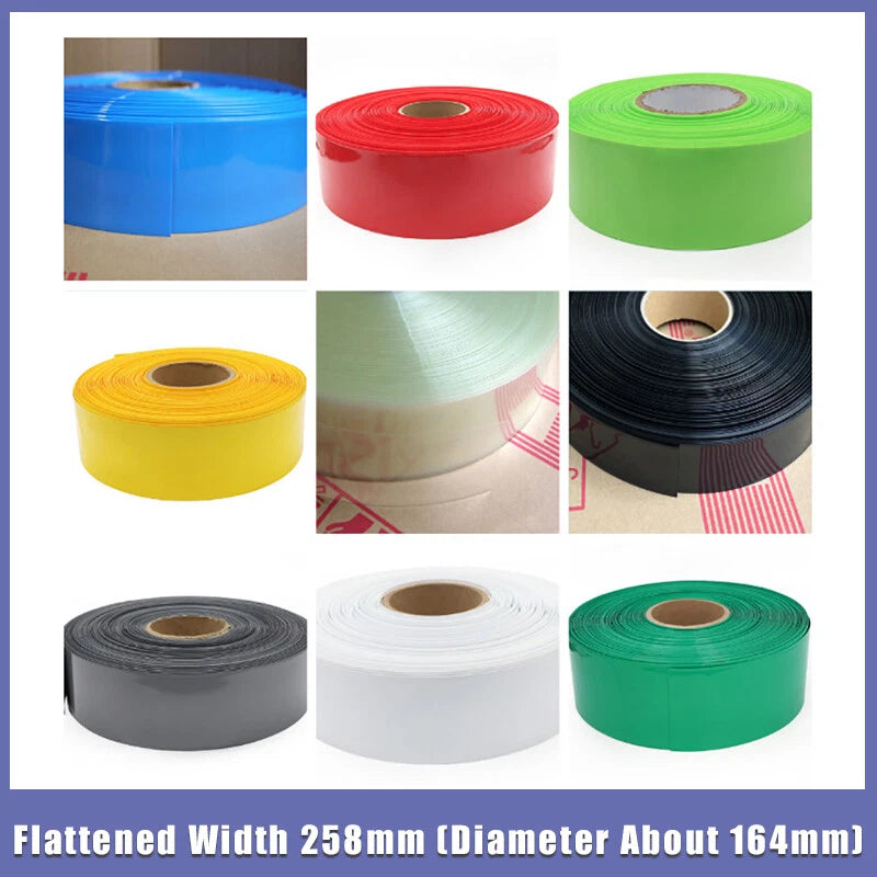 258mm Flat Width PVC Heat Shrink Tubing for Battery Pack Wrap & Sleeve Insulation