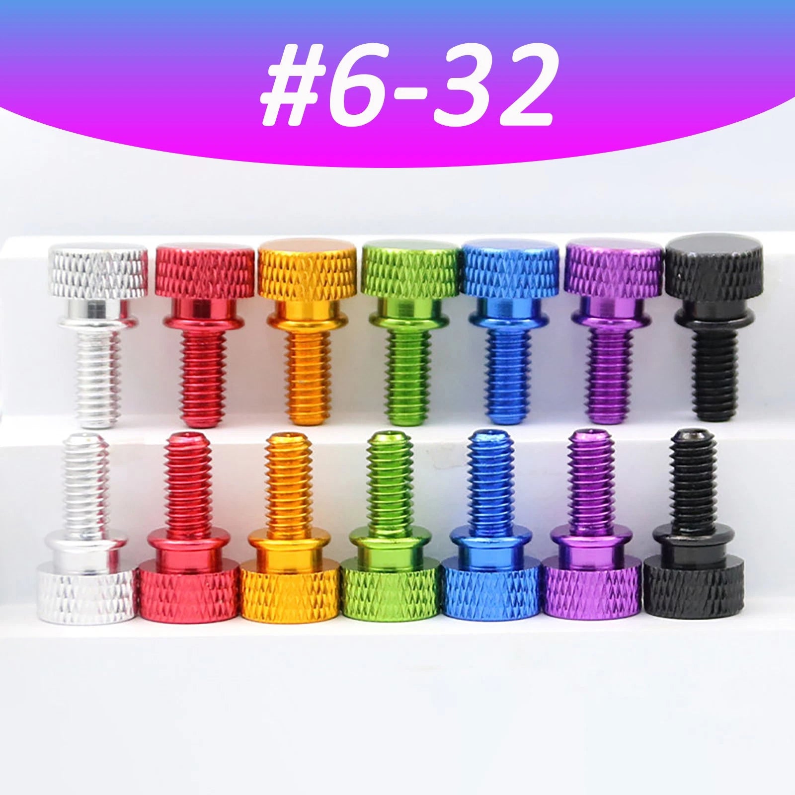 #6-32 Aluminum Anodized Thumb Screws – Knurled Hand Bolt for PC Case Modding & DIY