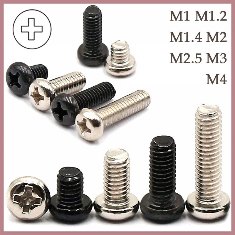 Phillips Pan Head Machine Screws – Carbon Steel M1 to M4, Multiple Lengths & Finishes - HomeDIYer