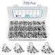 720Pcs Stainless Steel Phillips Flat Head Machine Screws Nuts Washers Assortment Kit – #6-32 #8-32 #10-24 1/4-20 SAE