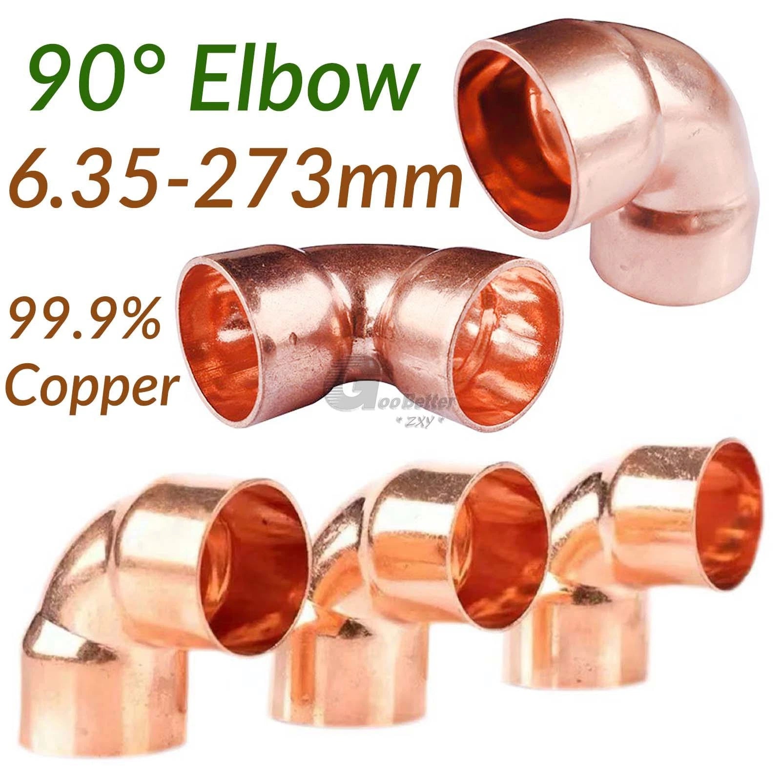 Pre-Soldered Copper 90° Elbow Fittings | Microbore & Standard Sizes 6.35–273mm