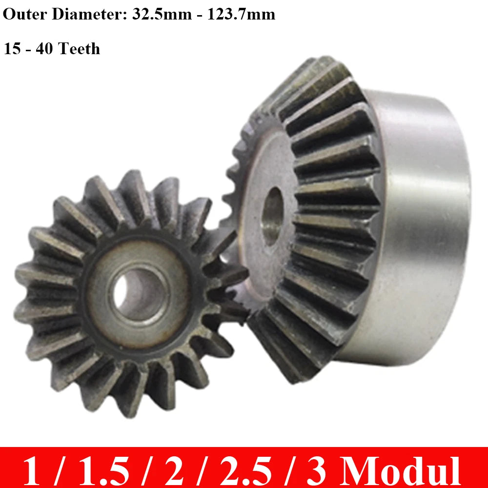 Bevel Gear 1/ 1.5 /2 /2.5/ 3 Modulus 15 - 40 Teeth Transmission Gears 45# Steel