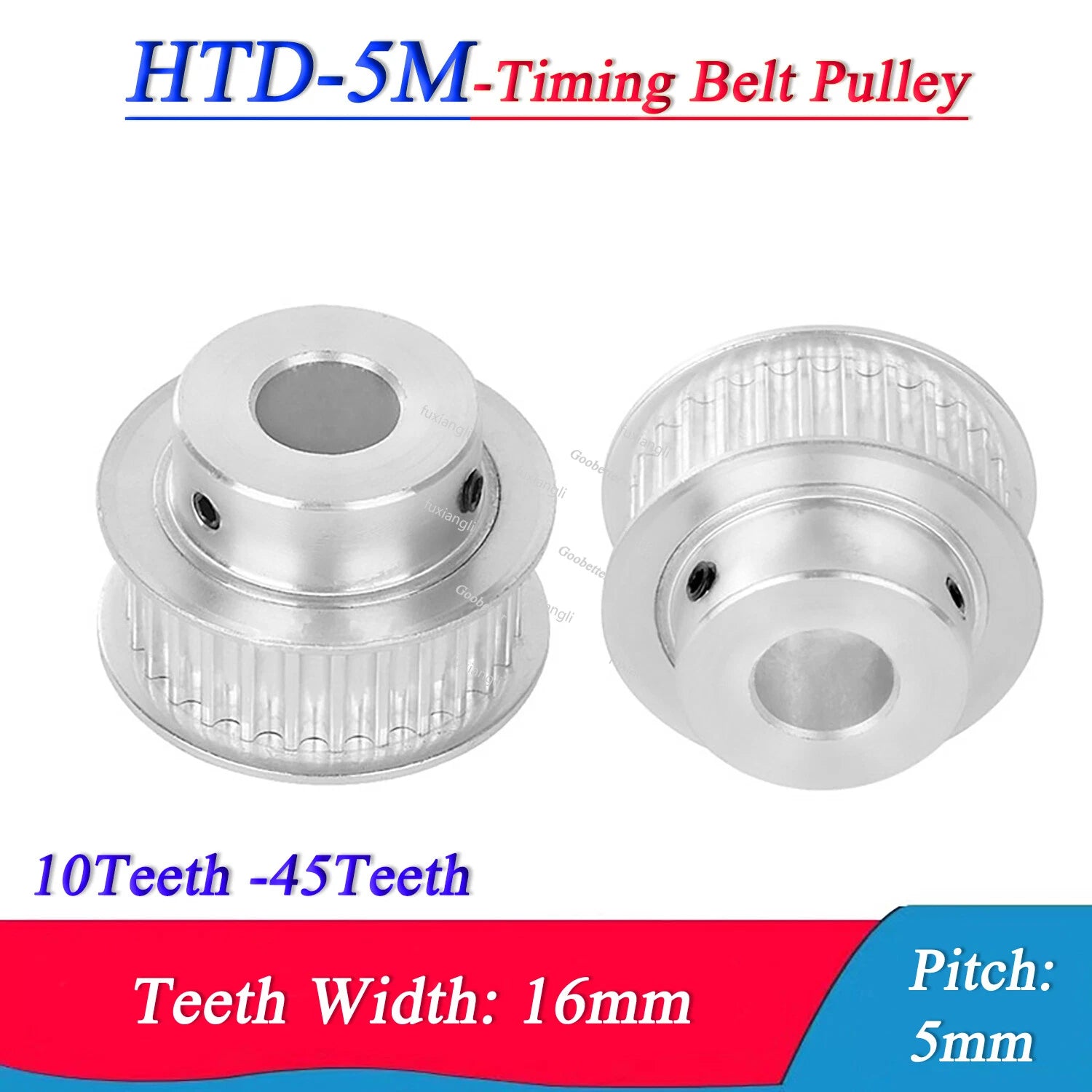 HTD-5M 10-45T Timing Belt Pulley Pitch 5mm With Step CNC Drive Pulley Width 16mm