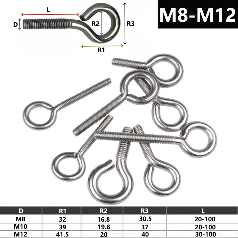 M8 M10 M12 Eye Bolts Ring Screws – Zinc Plated for Wire Fencing & Straining - HomeDIYer