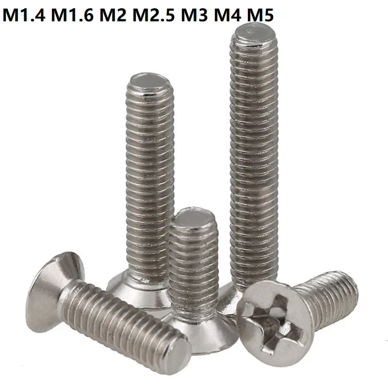 M1.4–M5 Nickel-Plated Countersunk Machine Screws for Laptop, Hard Drive, Keyboard, PC
