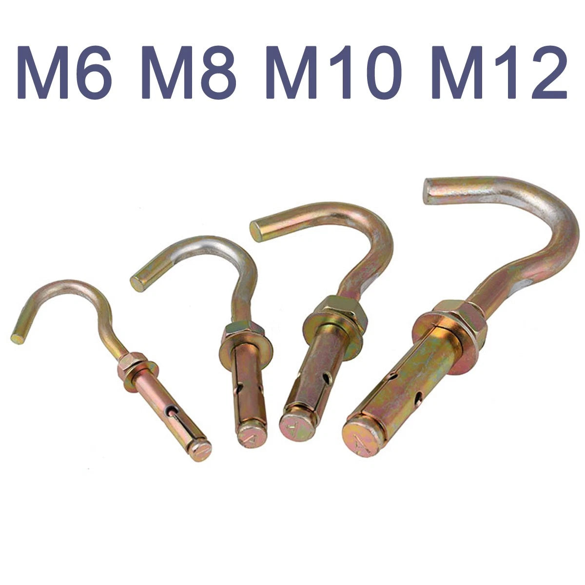 M6–M12 Hook Eye Bolt Wall Anchor Expansion Bolts – Color Zinc Plated